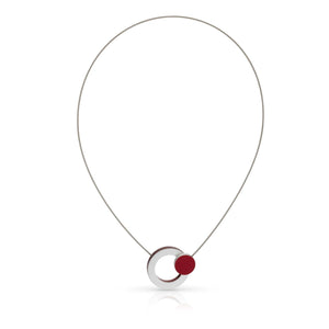 Collier Ring met rood rondje C270R