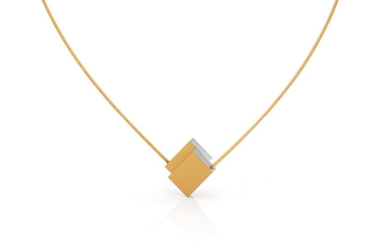 Collier Rechthoek V-vorm met goud C214G