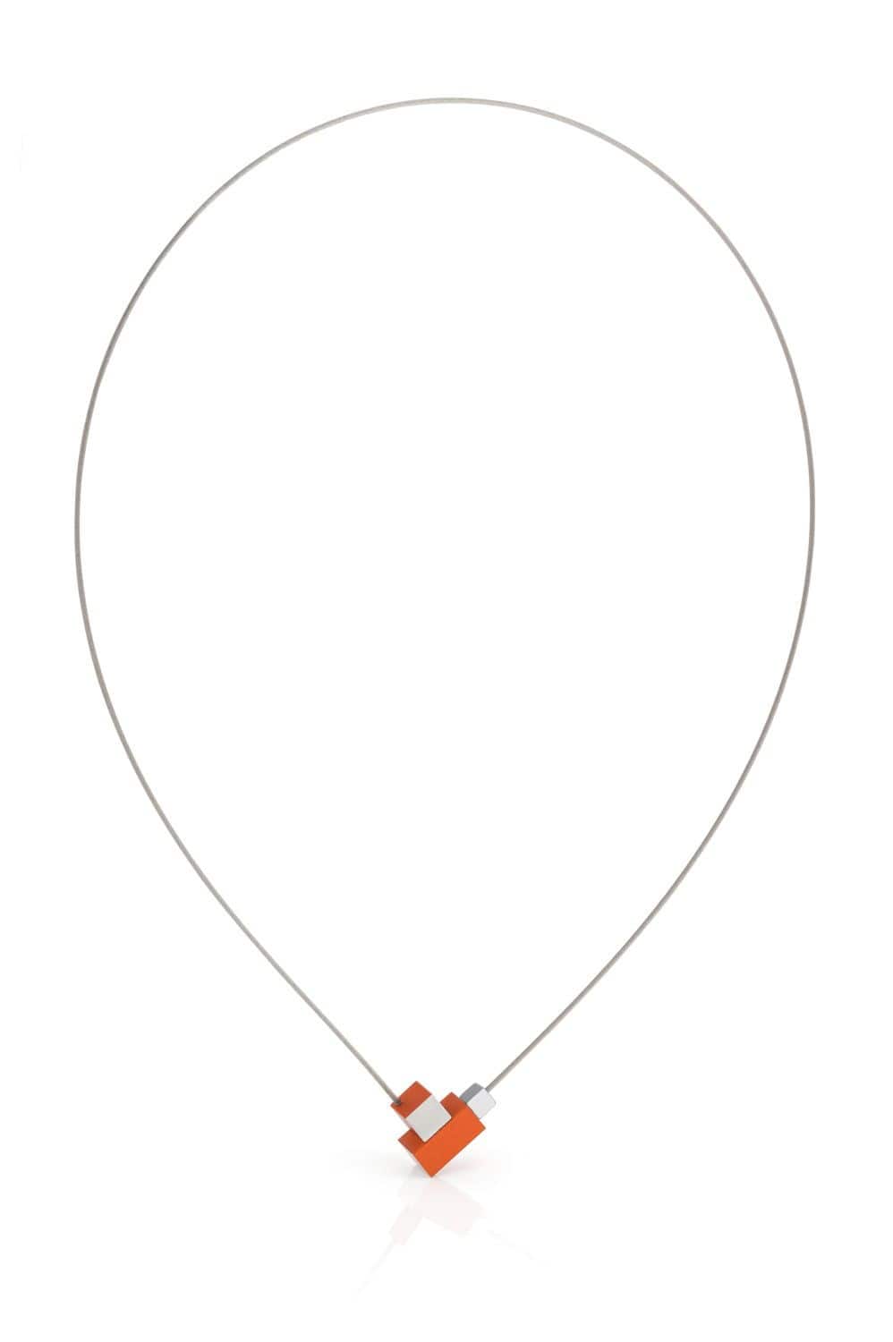 Collier Vierkantje en rechthoekje Oranje C206O